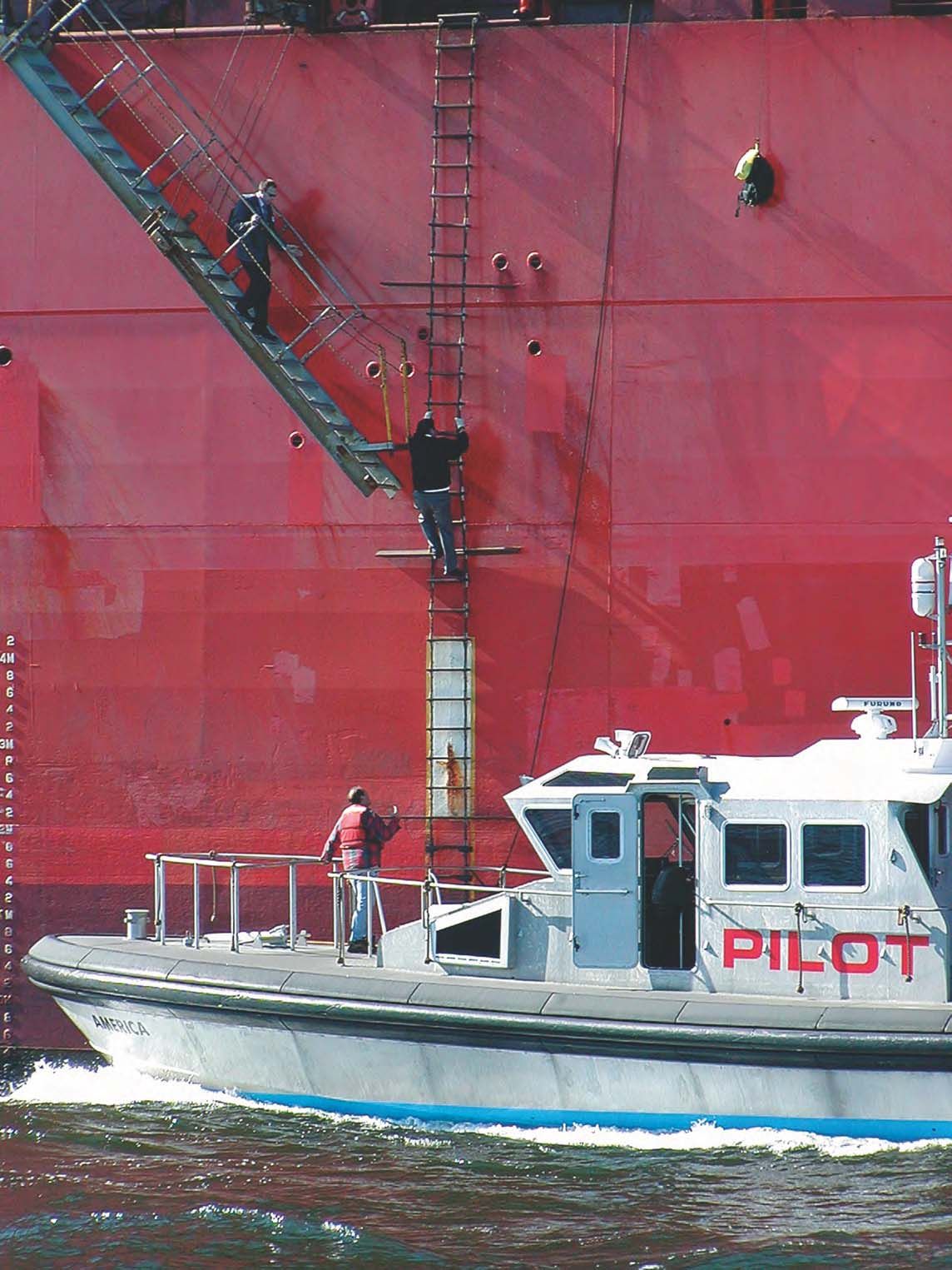 Pilot climbing aboard a ship